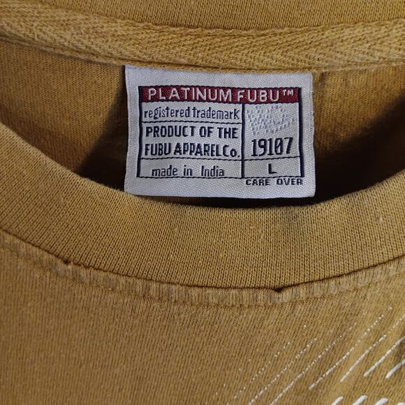 Fubu Platinum Tee Vtg L Rust Orange Logo Patch Spell Out - Picture 5 of 13